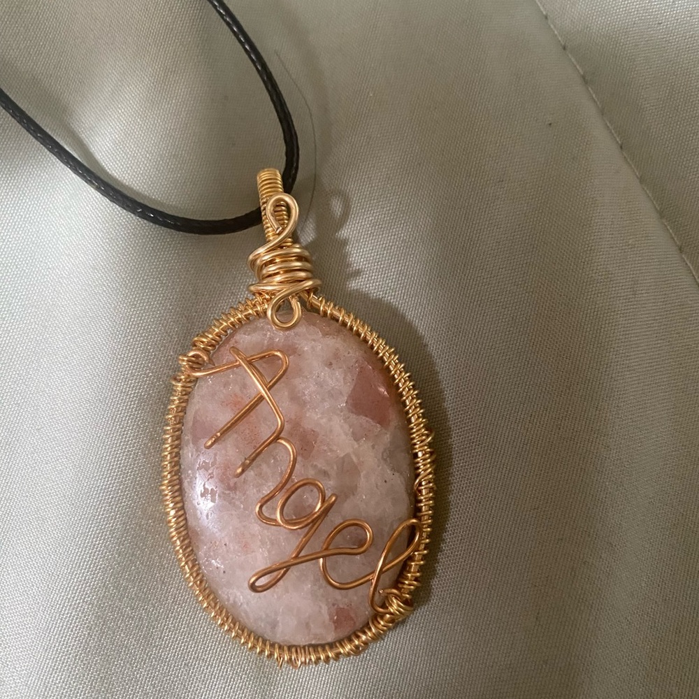 Sunstone wrapped pendant